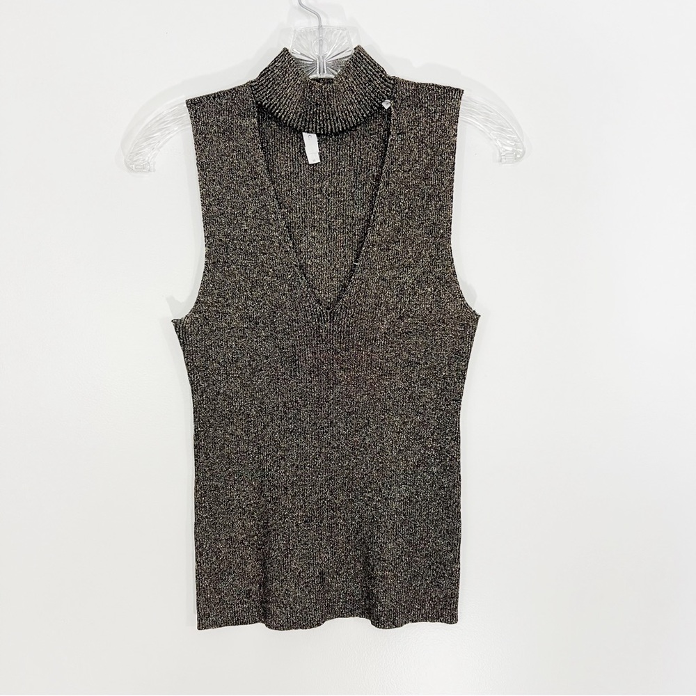 A.L.C. Colby Choker Neck Knit Tank Dark Metallic Shimmer Size Small